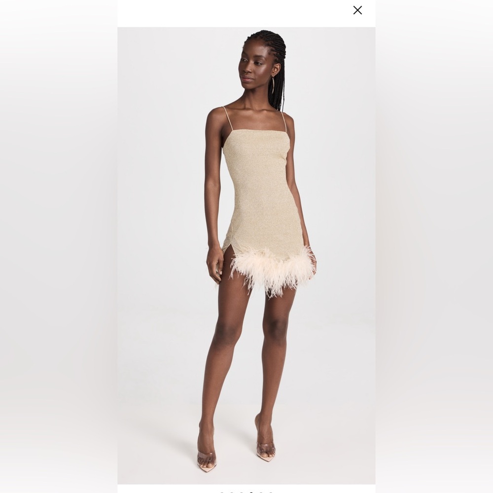 Oseree Lumiere Plumage Mini Dress in Platinum